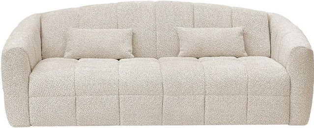 Schlafsofa Retuna Vente-unique in Beige mit Bouclé-Bezug und Schaumstofffüllung, Breite: 220 cm - Bild 1