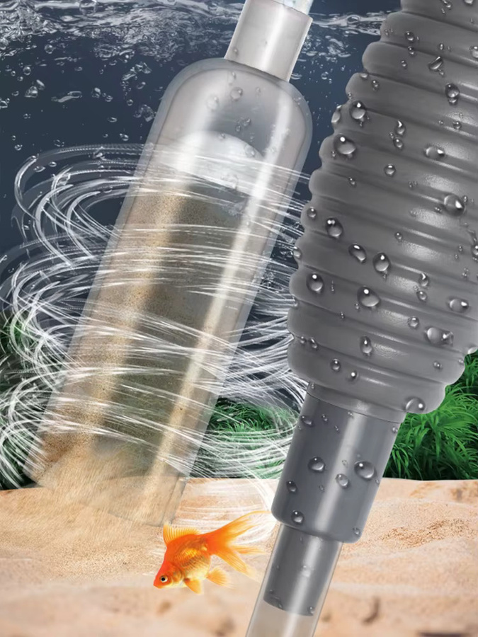 Findixpet Aquarium Wasserwechsler Siphon mit manuellem Wasserabsorber in Grau - Bild 6