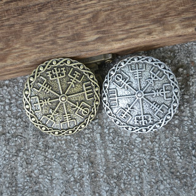 Brosche Vegvisir Schild Amulett, Silber, Unisex - Bild 1