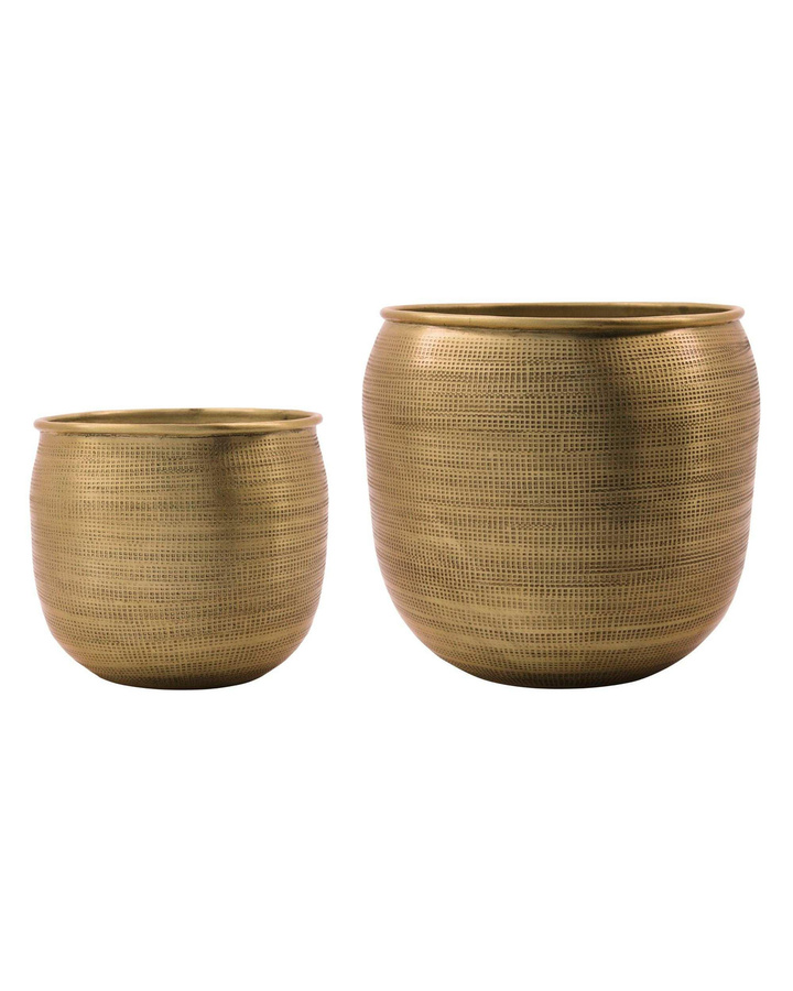 House Doctor Blumentöpfe Spot Gold aus Aluminium mit geprägtem Muster, 2 Stück, B/T/H: 35,0 x 93,0 x 2,0 cm - Bild 1