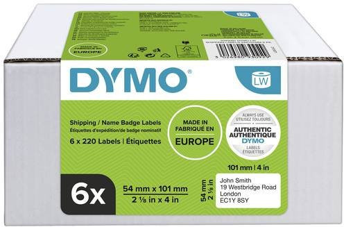 DYMO Versandetiketten Papier Weiß Permanent haftend 6 Rollen à 220 Stück B: 10,1 cm, H: 5,4 cm - Bild 1