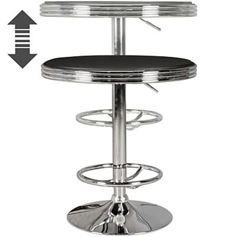 Wohnling Bartisch American Diner in Schwarz Matt und Silber Glänzend aus Kunstleder B/H/T: 60 x 68 x 60 cm - Bild 2