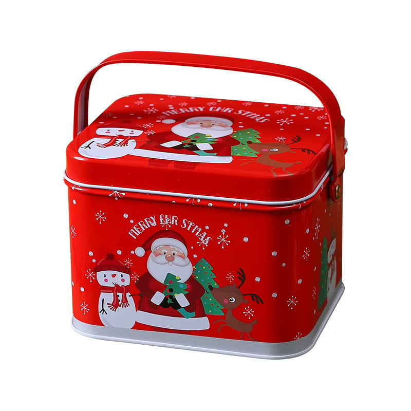 Rote Weihnachtsgeschenkbox aus Metall für Kekse, Süßigkeiten und Schokolade - Bild 4