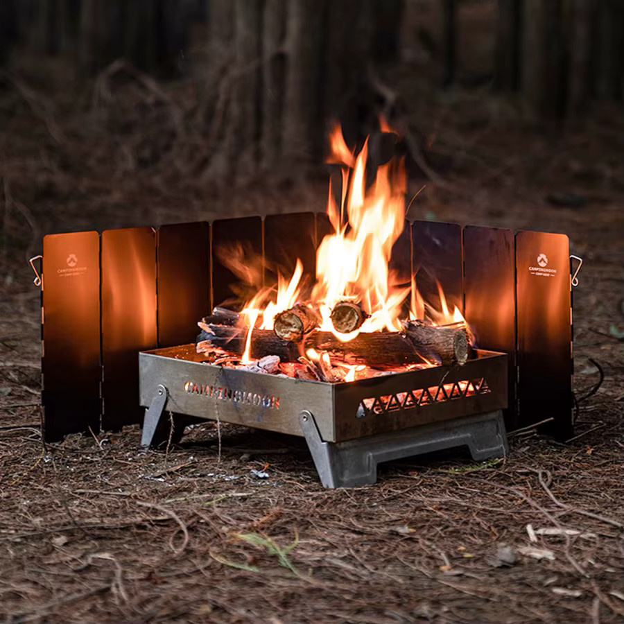CAMPINGMOON Tragbarer Gaskocher-Windschutz BKYD-10 in Schwarz für Outdoor und Picknick - Bild 3