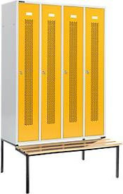 Schäfer Shop Select Kleiderspind mit Sitzbank, 4 Abteile, Zylinderschloss, Farbe: Rapsgelb, Breite: 300 mm - Bild 1