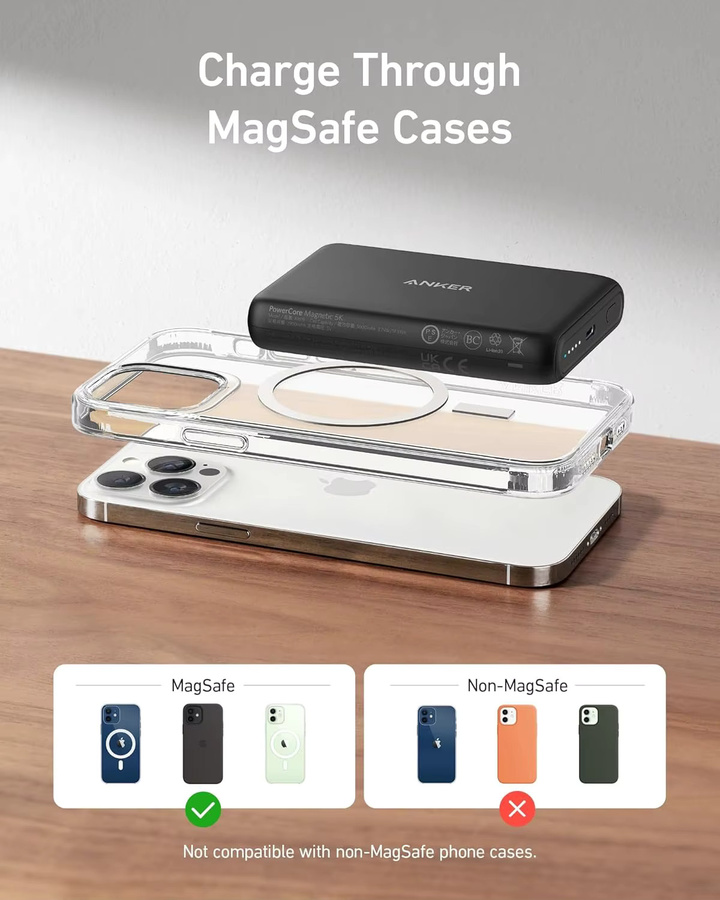 Anker 521 Magnetic Battery PowerCore Magnetic 5K kabellose Powerbank in Schwarz kompatibel mit iPhone 13 und iPhone 12 Serie mit 5000 mAh Kapazität - Bild 6
