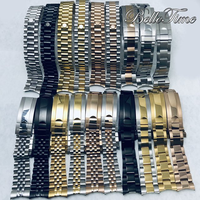 LENNIK Uhrenarmband Edelstahl, Silber, 20 mm, Oyster-Jubiläums-Präsidentenarmband - Bild 1