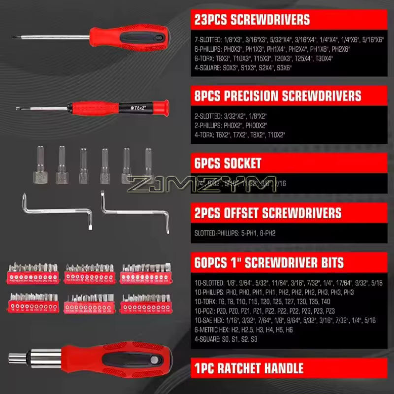 ZJMZYM Magnetisches 100-teiliges Präzisions-Schraubendreher-Set mit Aufbewahrungsregal - Bild 4