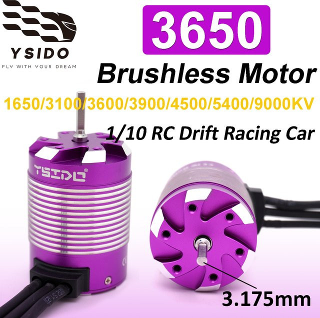 YSIDO Bürstenloser Motor, 3650, 3,175mm Welle, für 1/10 RC Drift Rennwagen - Bild 1