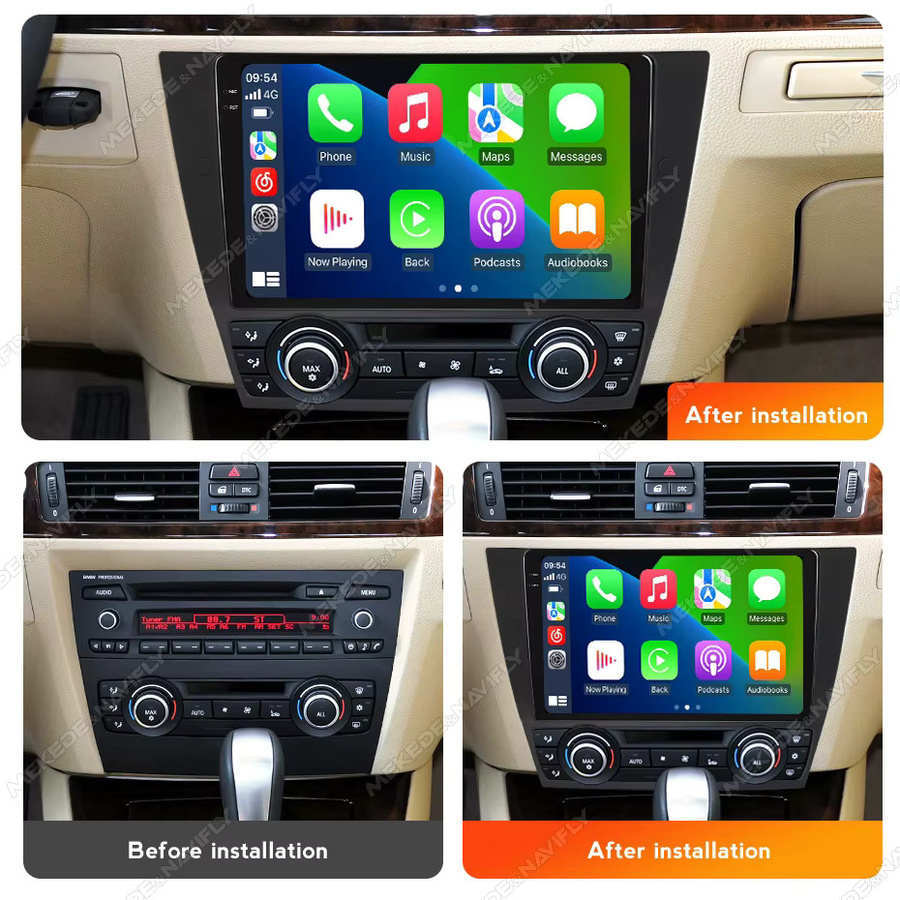 STRONGNAVI Autoradio Stereo Multimedia Player für BMW E90 E91 E92 E93 (2005-2013) mit 9 Zoll Display, Navigation, GPS, CarPlay und Android Auto, Schwarz - Bild 2