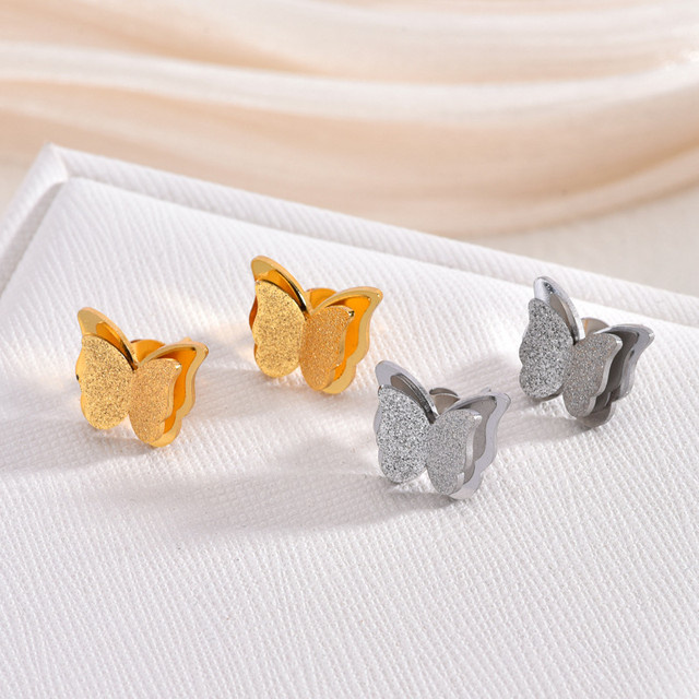 LUXUKISSKIDS Schmetterling-Ohrstecker, Edelstahl, Gold, Damen - Bild 1