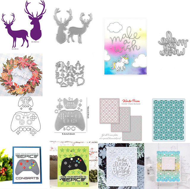 Hirsch und Blume Metall Stanzformen in Silber für DIY Kartenherstellung und Scrapbooking - Bild 1
