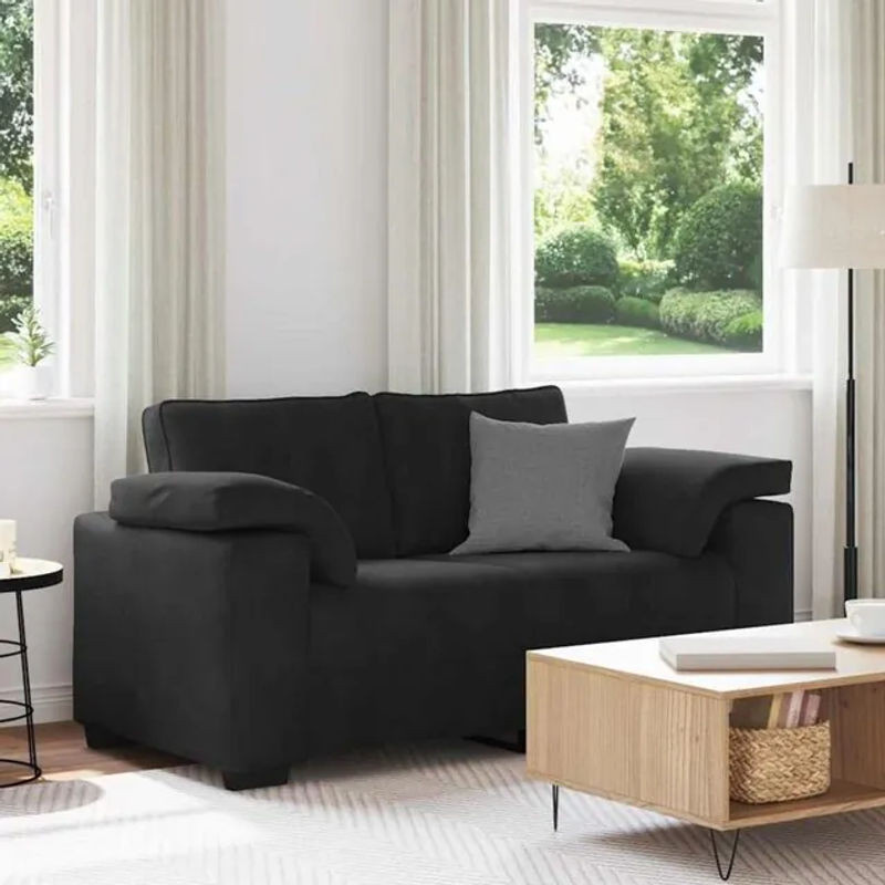 Modernes vidaxl 2-Sitzer-Sofa aus Samt in Schwarz mit einer Breite von 120 cm - Bild 1