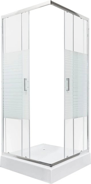 Kerra Duschkabine Madera STR SQ Eckdusche mit Duschwanne, B/T: 90 x 90 cm, Höhe: 205 cm, 5 mm ESG Glas, transparent/weiß - Bild 1