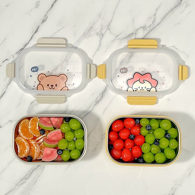 WORTHBUY Bento Lunchbox aus 304 Edelstahl in Gelb, 900 ml, mikrowellengeeignet und auslaufsicher - Bild 1