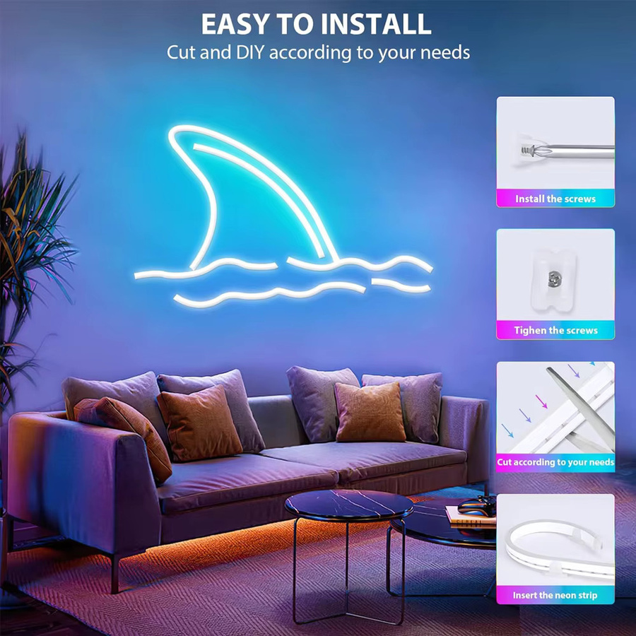 YSRSAI RGB Neon LED-Streifen aus Silikon mit Bluetooth-App-Steuerung und Fernbedienung, 5V USB Neonlichtband Multicolor für TV und Wohnzimmer - Bild 4
