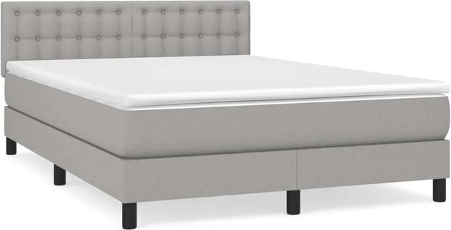 vidaXL Boxspringbett Hybrid mit Matratze und Kopfteil, Hellgrau, B/T/H: 140 x 200 cm - Bild 1