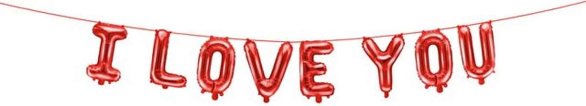 Partydeco Folienballon I Love You in Rot für Valentinstag, B: 260 cm, H: 40 cm - Bild 1