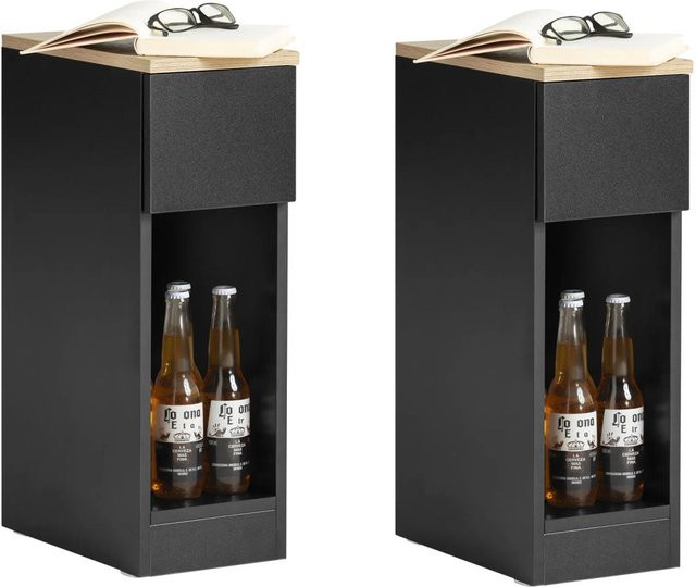 SoBuy Nachttisch 2er Set Beistelltisch Schwarz matt FBT111-SCHx2 - Bild 1