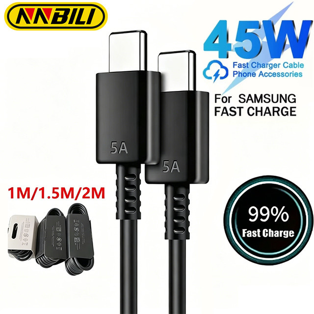 NNBIILI USB Typ-C zu USB-C Ladekabel 45W Superschnellladekabel für Samsung S24 S25 S26 Ultra und weitere USB-C Geräte - Bild 1