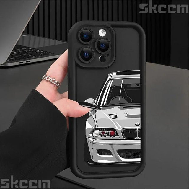 Stoßfeste Silikon-Handyhülle mit Automuster für iPhone in Schwarz von Yiran Bag - Bild 1