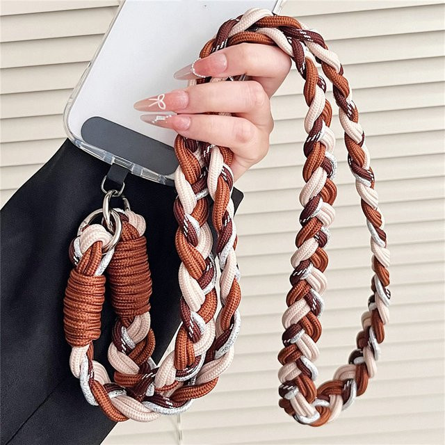 DOLANBIA Handy-Lanyard in Braun als gewebtes Crossbody-Handyband und Anti-Verlust-Hängeseil für Kamera und Schlüssel, Breite: 2,2 cm - Bild 1