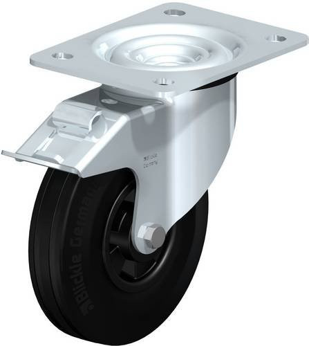 Blickle Lenkrolle L-VPP 140R-FI mit Feststeller in Schwarz und Silber, Rad-Durchmesser: 14 cm, Tragfähigkeit: 115 kg - Bild 1