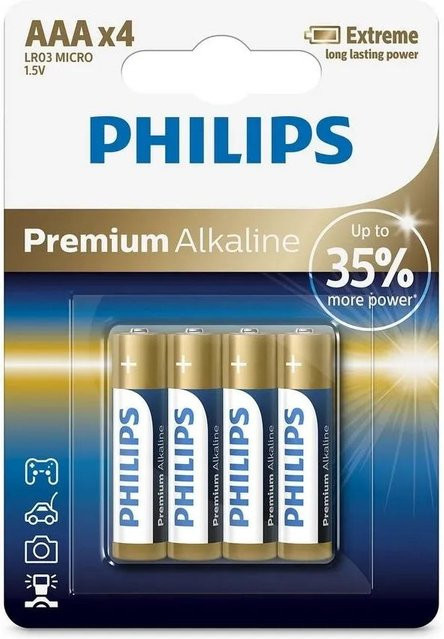 Philips Premium AAA / LR3 Batterien, 4er Set, Multicolor - Bild 1