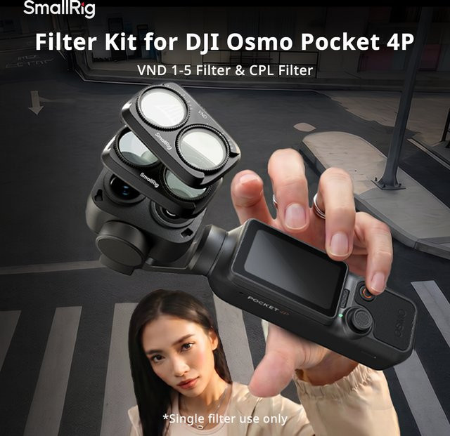 SmallRig Filterkit für DJI Osmo Pocket 4P mit VND1-5 und CPL-Filter in Schwarz - Bild 1