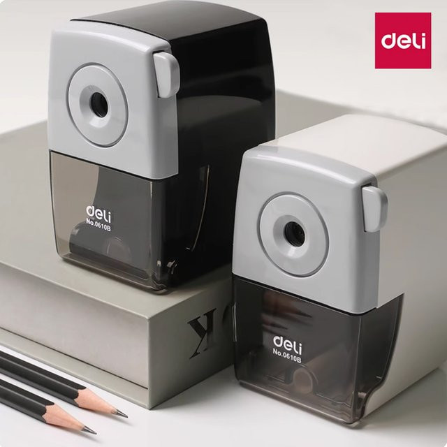 Deli Tisch-Rotary-Bleistiftspitzer in Weiß für Büro und Schule - Bild 1