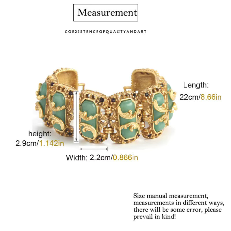 Icareu Armband, imitiertes Jade, Naturstein, 18 Karat Goldfarbe, Damen - Bild 5