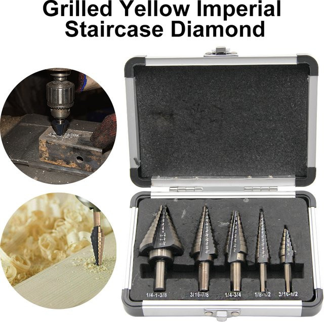 Mr Drill Pagodenbohrer Gelb mit dreieckiger Nut und Aluminiumbox im britischen Stil - Bild 1
