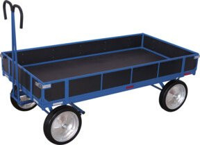 VARIOfit Handpritschenwagen mit Bordwand und Vollgummibereifung in Blau, B/T: 198,5 x 98 cm, Traglast 1.250 kg - Bild 1