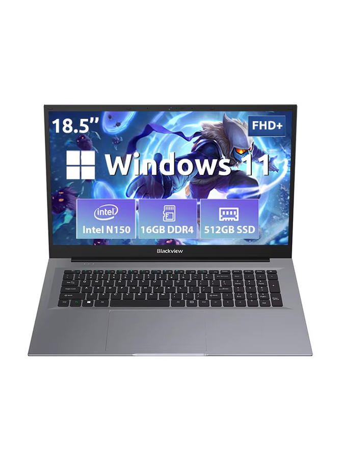 Blackview ACEBOOK 10 Laptop mit 18,5 Zoll FHD Display, Intel N150 Prozessor, 16 GB RAM, 512 GB SSD, Windows 11, WiFi 6 und Bluetooth 5.2, Schwarz/Grau - Bild 5