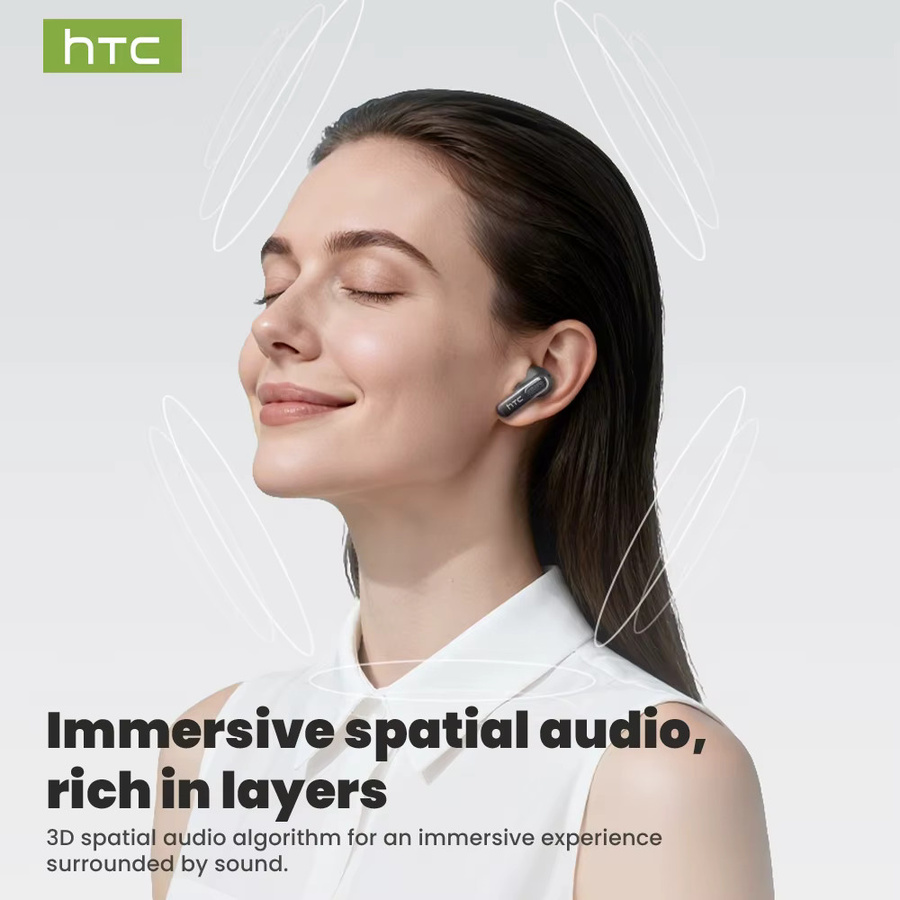 HTC NE60 AI Translator Wireless Earbuds Bluetooth In-Ear-Kopfhörer mit Geräuschunterdrückung und Mikrofon, Schwarz, IPX5 wasserdicht - Bild 3