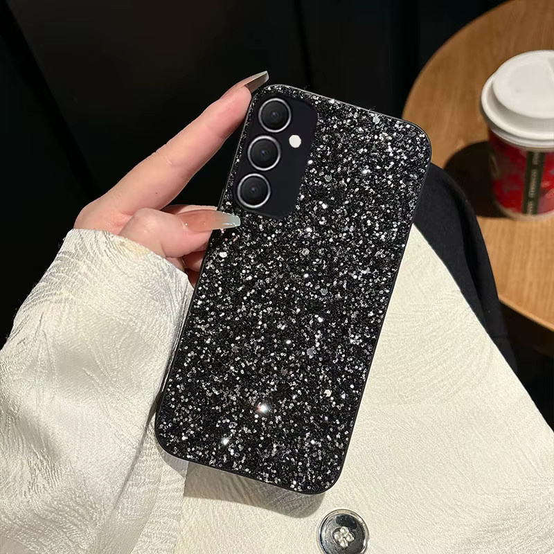Luxus TPU Handyhülle mit Schwarz Glitter und Strass für Samsung Galaxy A14 A15 A16 A34 A35 A36 A54 A55 A56 A71 A72 A73 4G/5G - Bild 3
