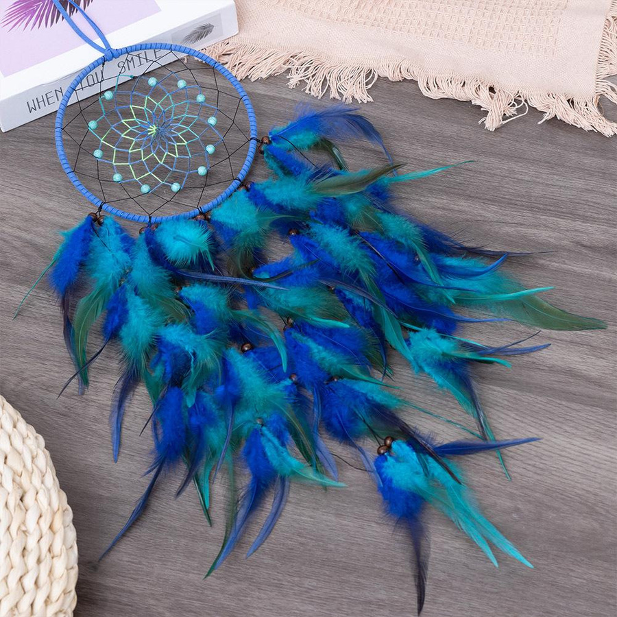 Yiran Furniture Dreamcatcher Windspiel in Blau als amerikanisches Ornament für Damen und Herren - Bild 2