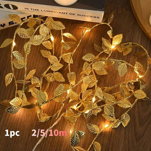 OKAL RED EAST LED Lichterkette mit künstlichen Blättern in Gold und Silber für Hochzeit und Party - Bild 1