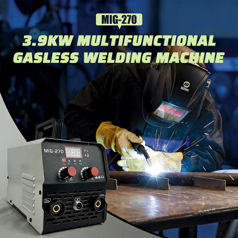 Podofo TIG 3-in-1 MIG270 Inverter-Schweißgerät, gasloses Multi-Prozess MMA MIG TIG Schweißgerät mit LED-Anzeige in Grau - Bild 2