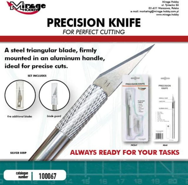 Mirage Hobby Präzisionsmesser in Silber mit 5 Ersatzklingen aus Aluminium - Bild 1