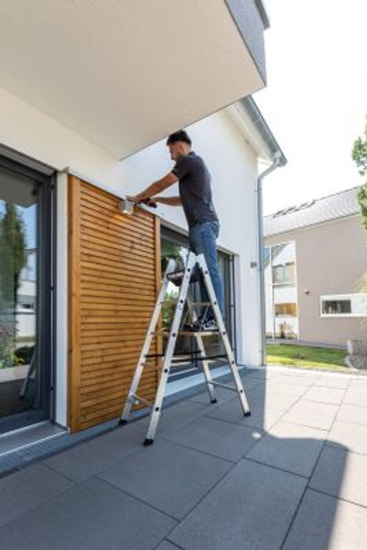 MUNK Aluminium-Stehleiter mit 2 x 7 Sprossen in Silber, max. 150 kg Belastbarkeit - Bild 3