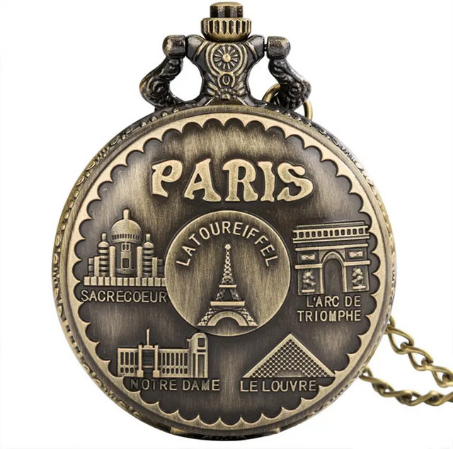 Wecin Halsketten Anhänger Taschenuhr, Quarz, Messing, Gold, Unisex - Bild 1