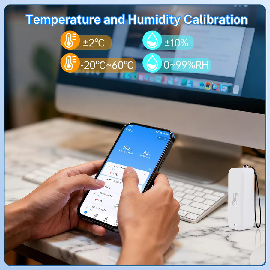 Tuya Smart WiFi Wetterstation mit Temperatur- und Feuchtigkeitssensor, IP65 wasserdichtes Thermometer in Weiß für Smart Life App-Steuerung - Bild 3