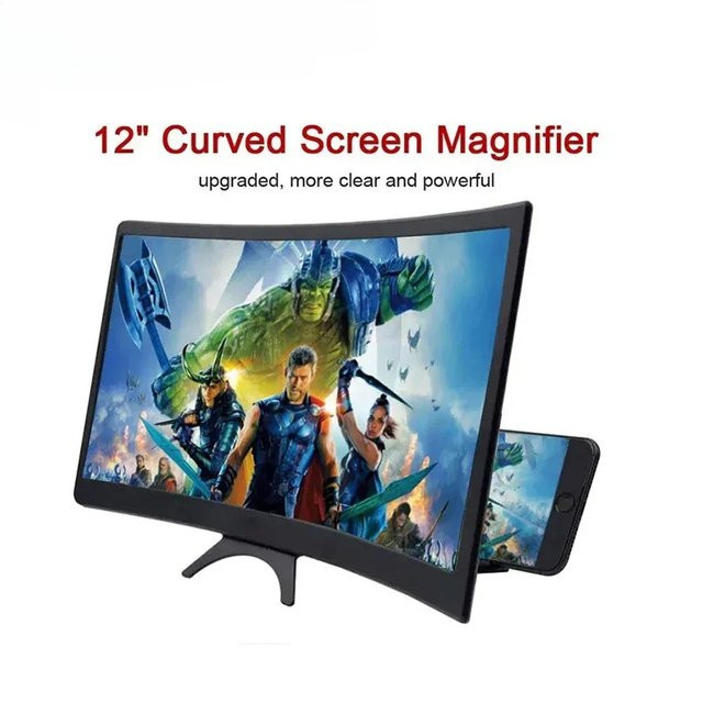 12-Zoll Gebogener 3D HD Handy-Bildschirmvergrößerer Film-Video-Verstärker in Schwarz oder Weiß - Bild 1