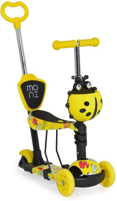 Moni Lollipop 3 in 1 Kinderroller mit Schiebestange und LED gelb ab 2 Jahren - Bild 1
