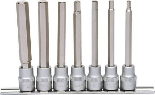 KS Tools Bit-Stecknuss-Satz Innensechskant lang 3/8 Zoll, 7-teilig, Chrome Vanadium, Silber - Bild 1