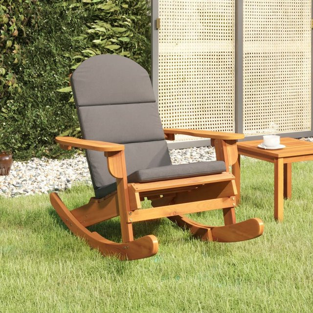 Vidaxl Adirondack Schaukelstuhl aus massivem Akazienholz mit Kissen in Braun - Bild 1