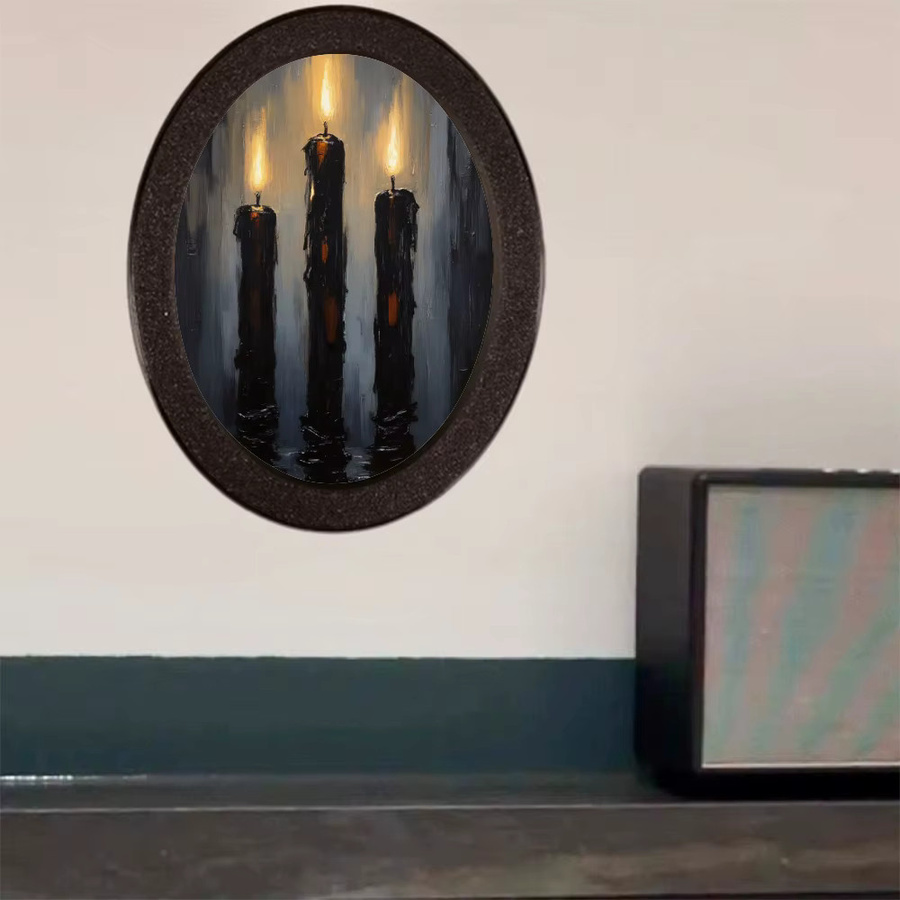 Ovales dekoratives Wandornament im Gothic-Stil mit schwarzen Kerzenelementen von Mys, Farbe: Schwarz, Höhe: 13,4 cm, Breite: 10,6 cm - Bild 2