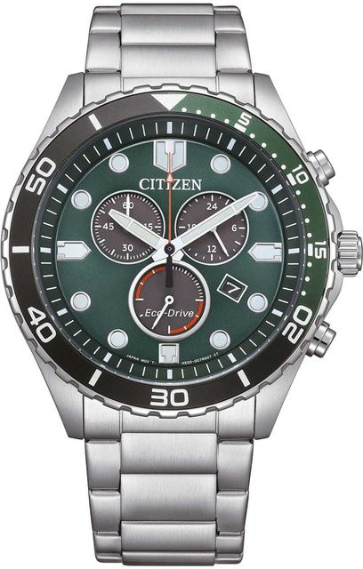 Citizen Chronograph, Solar, Edelstahl, Grün, 43 mm, Herren - Bild 1
