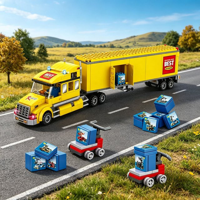 GSF Stadt-Großlast-LKW, Sattelauflieger, Modellbausteine - Bild 1